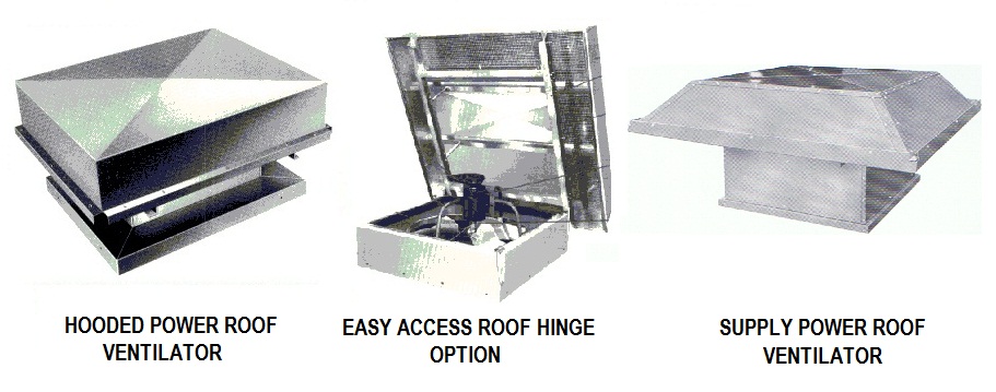 Industrial hooded roof exhaust fan ventilator.